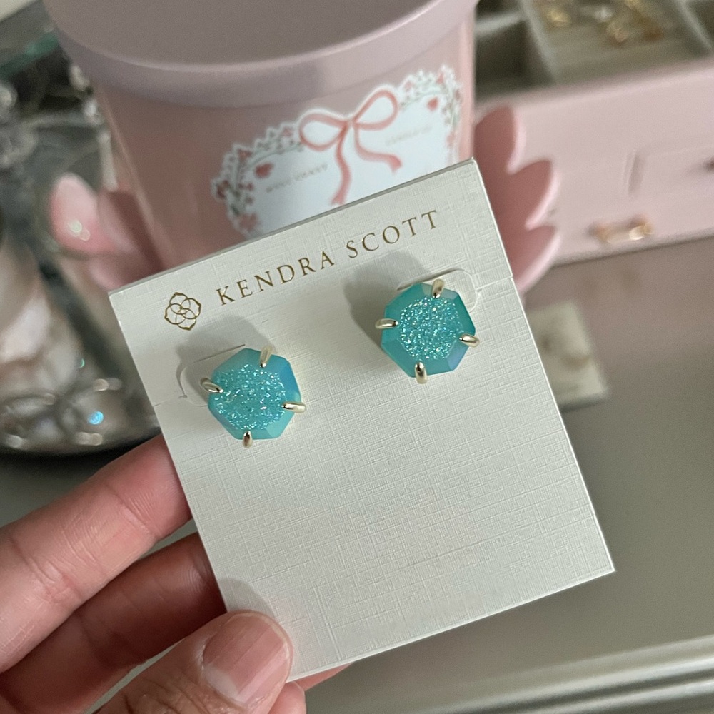 Kendra Scott Aqua Blue Sparkle Earrings